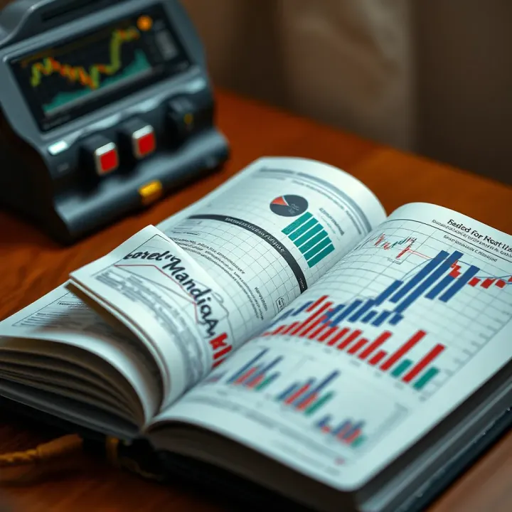 Open book showing charts and graphs related to forex market analysis