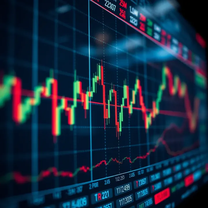 Chart displaying various forex trading indicators such as moving averages and RSI overlaid on currency price data