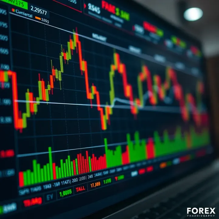Graphical representation of forex market analysis with charts and indicators