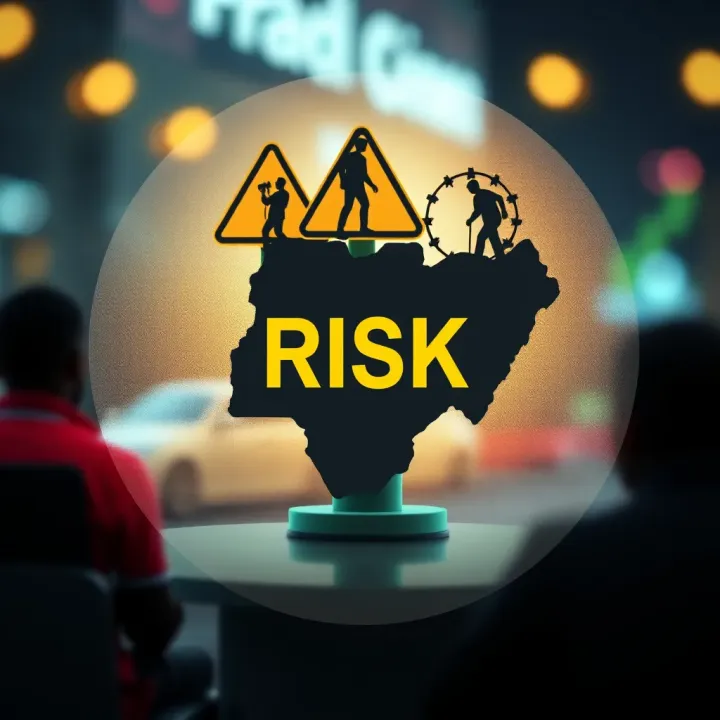 Conceptual graphic showing risk and regulation symbols related to financial trading in Nigeria