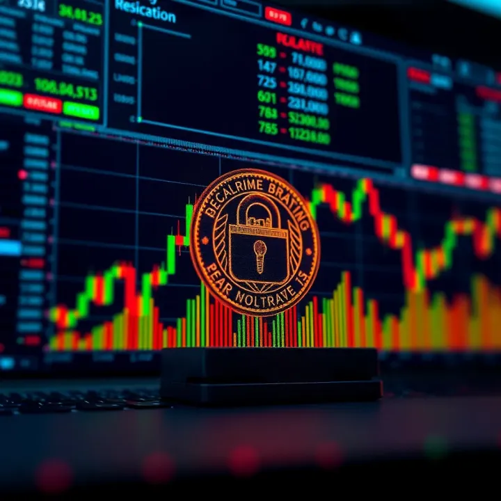 Graphic depicting digital charts and secure trading framework representing regulatory compliance