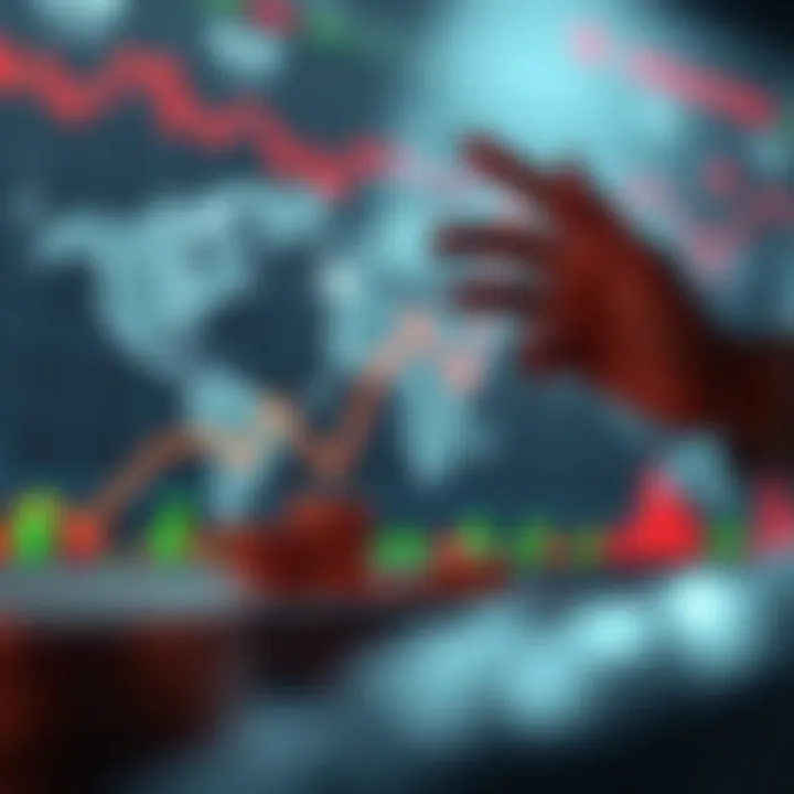 Illustration of global currencies with arrows indicating market movement