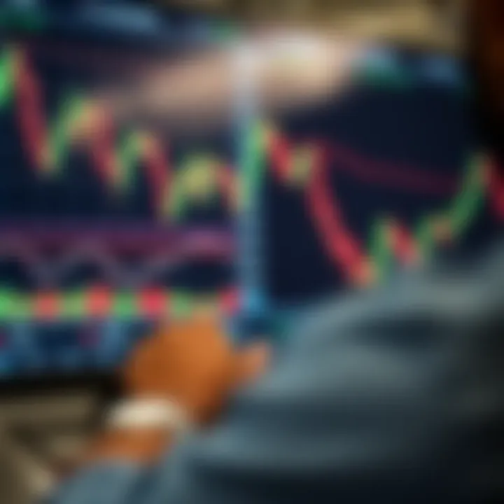 Visual representation of binary investment decision-making on a financial trading interface