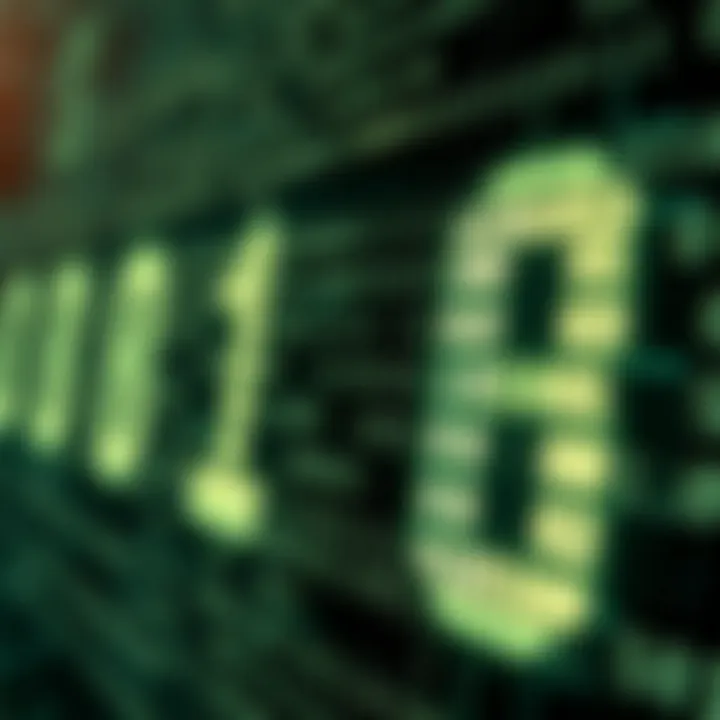 Visual representation of a sequence of bits highlighting the binary equivalent within digital circuits