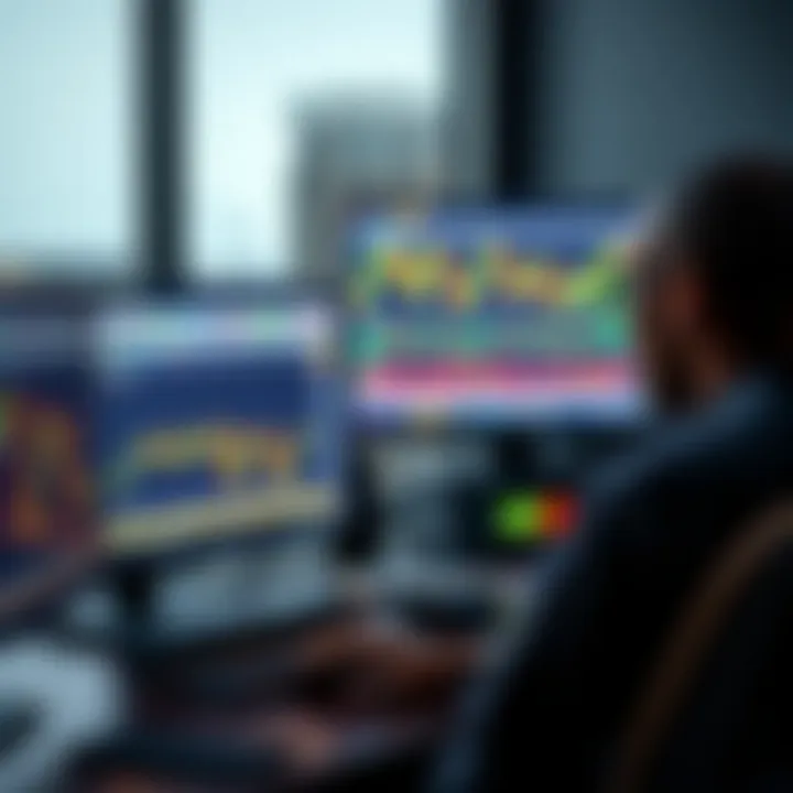 Conceptual depiction of a trader analyzing binary options signals from multiple digital sources on a computer