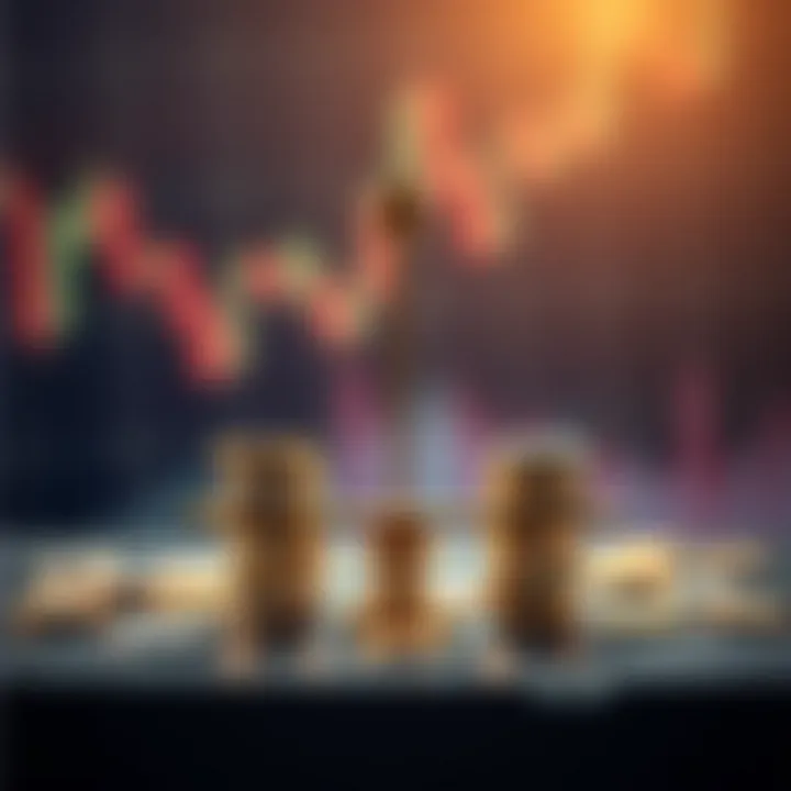 Balancing Risk and Reward in Binary Trade Illustration of risk and reward balance in binary trading with coins and arrows