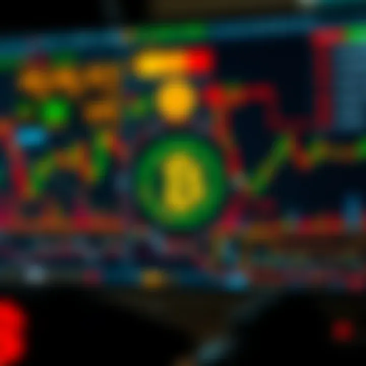Diagram illustrating automated cryptocurrency trading with digital charts and algorithmic signals