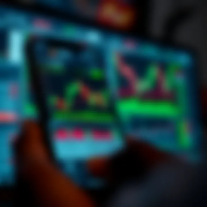 Mobile phone displaying forex trading charts and analytics for Nigerian market