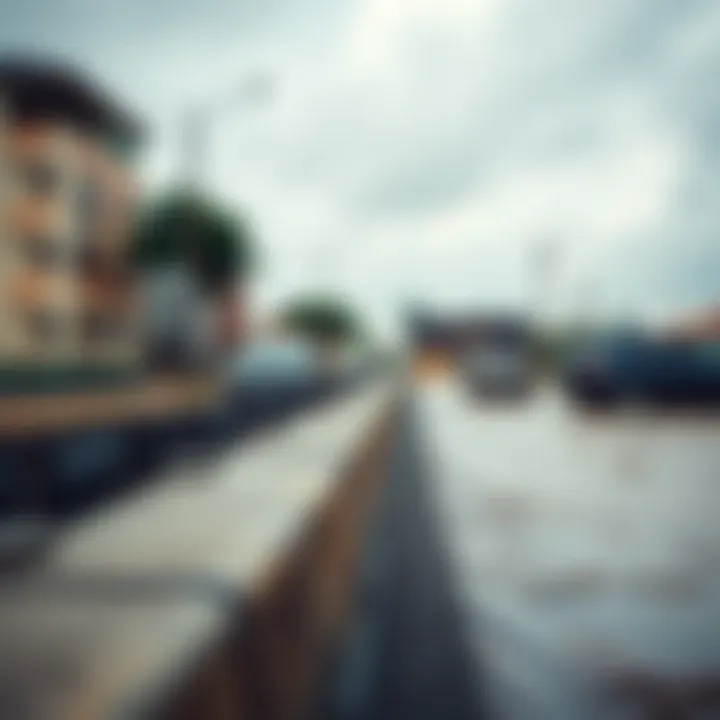 Infrastructure and environment showing flood barriers and resilient urban planning