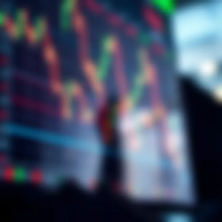 Illustration of a digital foreign exchange market chart showing currency pairs and trading trends