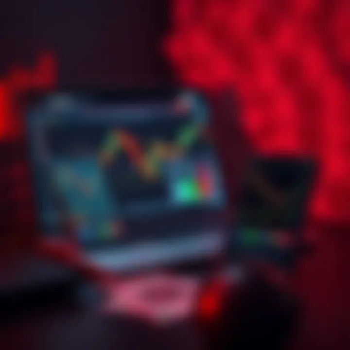 A desktop setup featuring a laptop displaying forex market data alongside a smartphone with trading apps, set against a backdrop of Nigerian currency notes