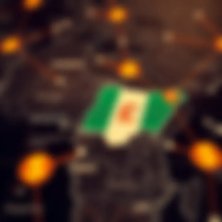 Map highlighting the United States and Nigeria connected by currency exchange symbols representing international forex trading