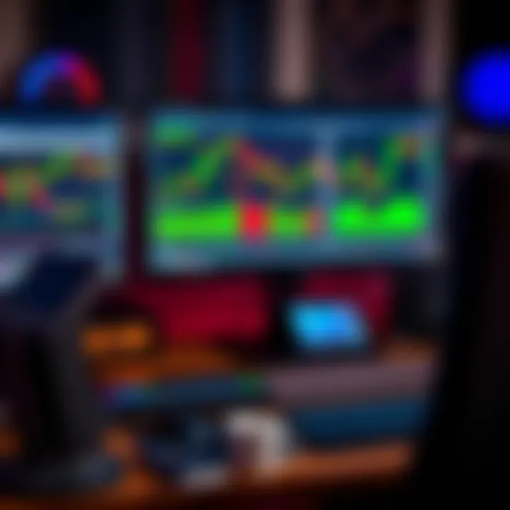 Trading workstation displaying forex charts and risk management tools on screen