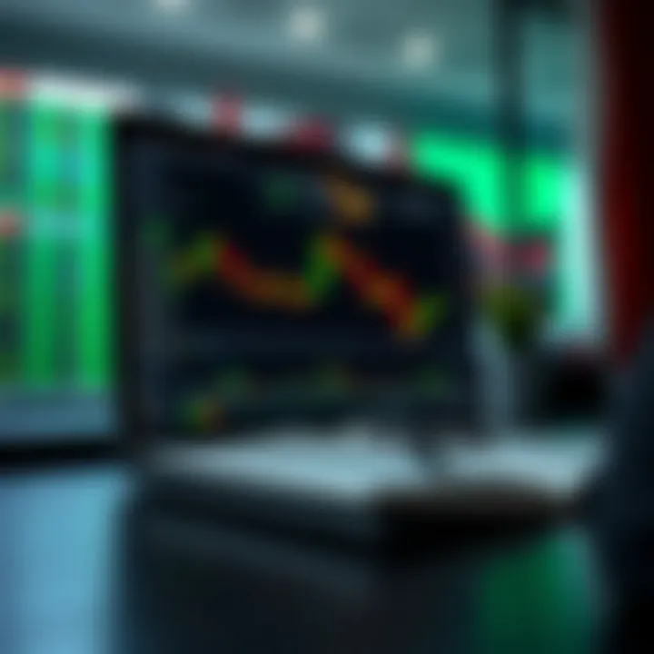 A laptop screen showing a forex trading demo account interface alongside a PDF guide document