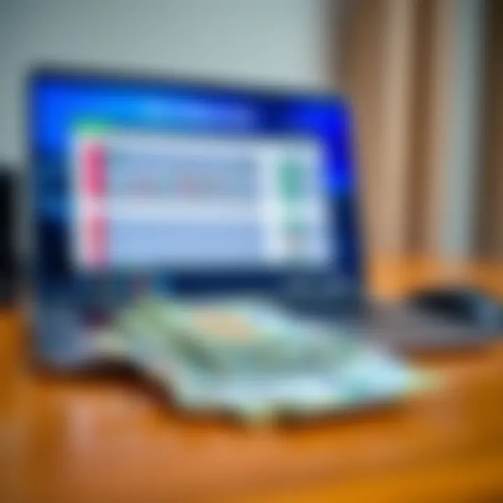Online learning platform displaying forex trading course modules with Nigerian currency notes beside a laptop