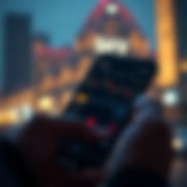 Mobile phone displaying a crypto trading app interface with charts and transaction options