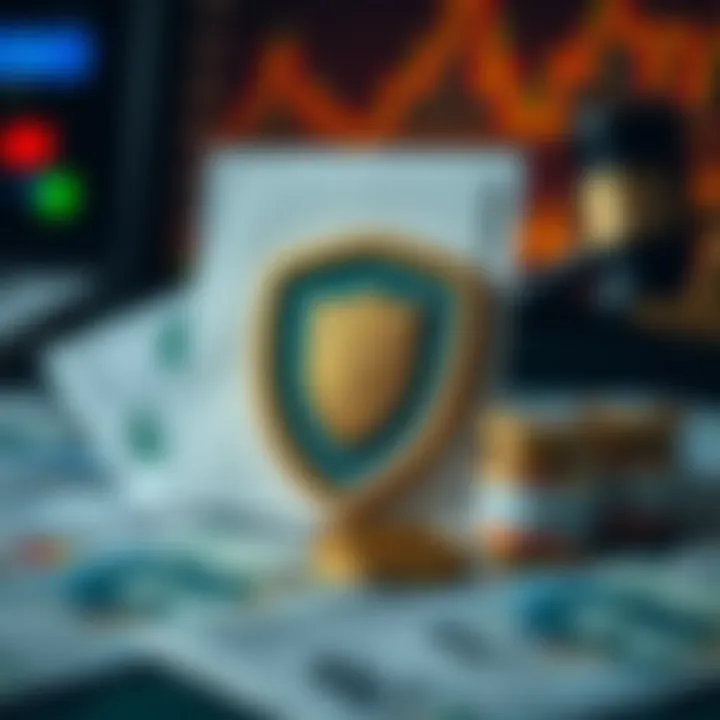 Illustration of regulatory compliance with UK forex trading laws, featuring official documents, a shield symbol, and currency symbols like GBP and NGN