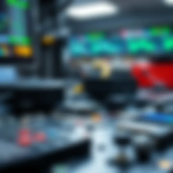 Visual representation of tools and applications used in digital electronics and computing