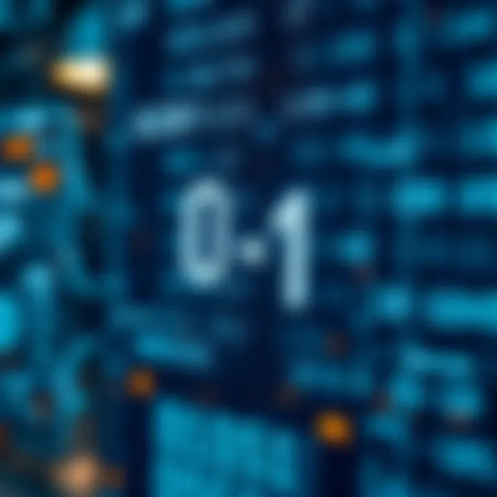 Conceptual representation showing binary multiplication applied within computing systems and educational technology