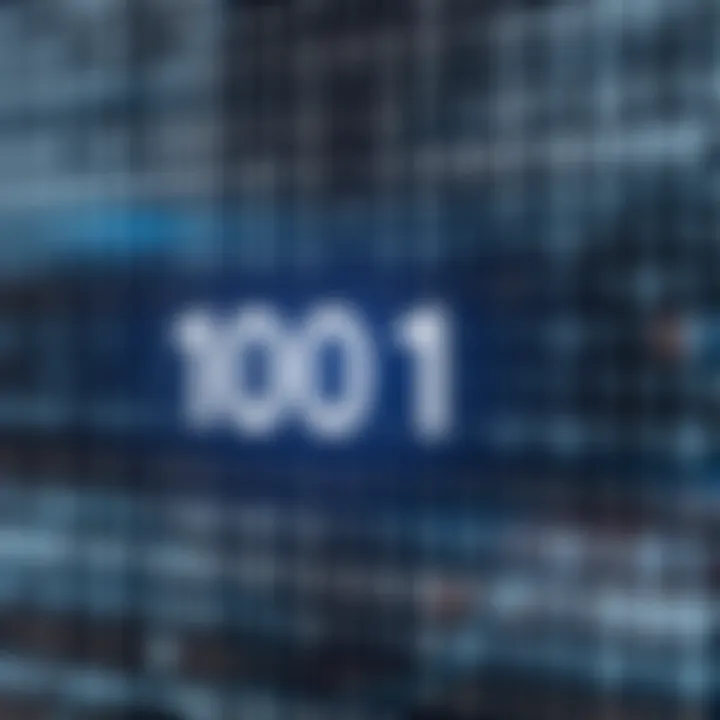 Diagram showing the binary number system with zeros and ones arranged in a digital grid
