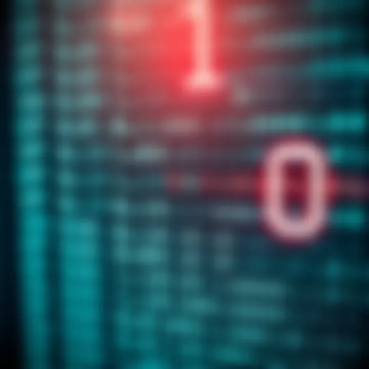 Diagram illustrating the binary number system with bits representing on and off states