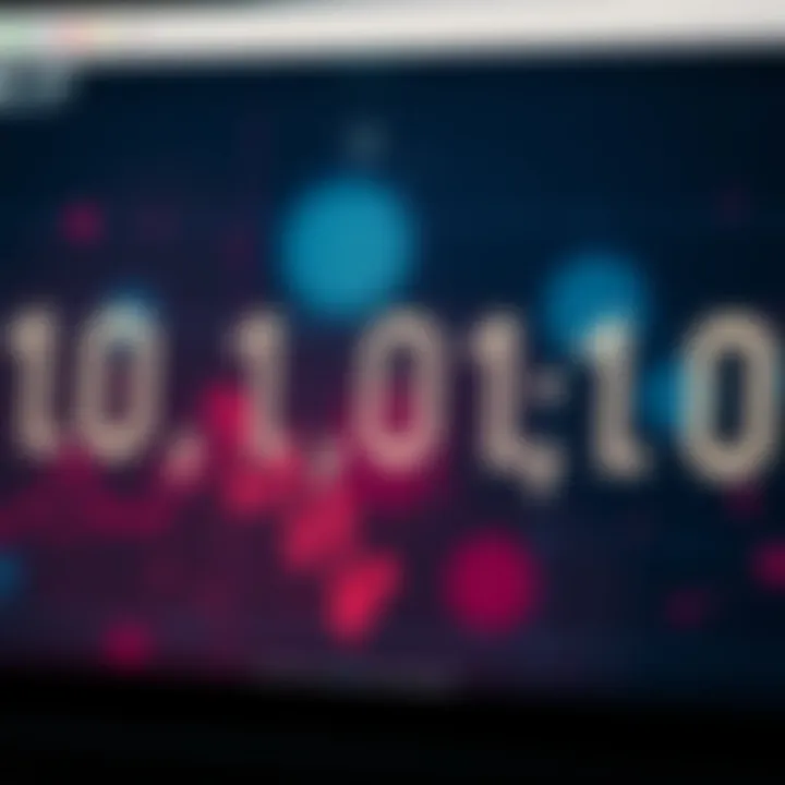 Visual representation of binary digits on a digital display