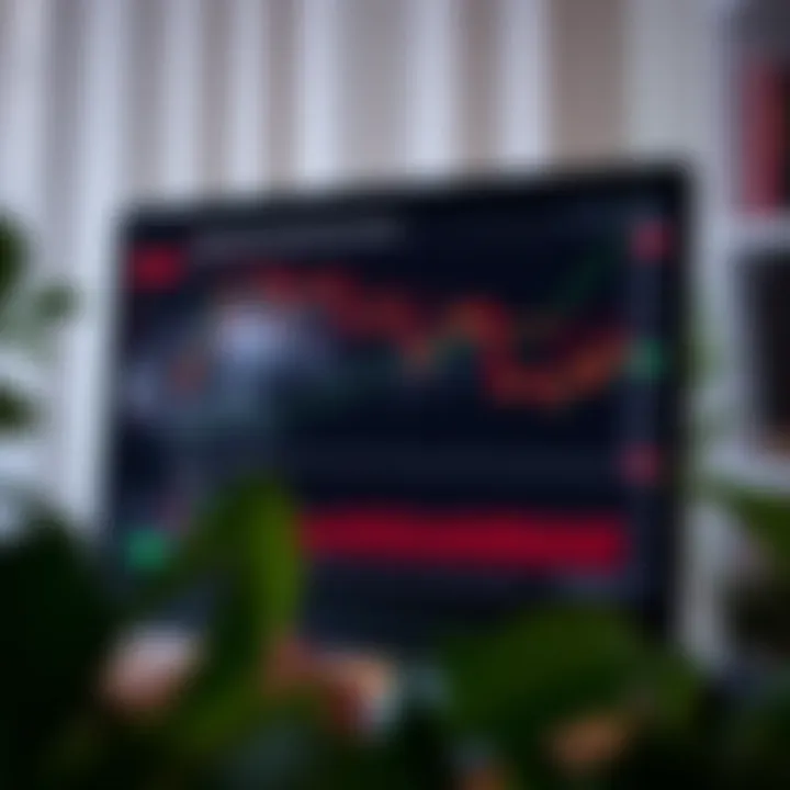 Graph showing growth and risk management in binary options trading on a computer screen