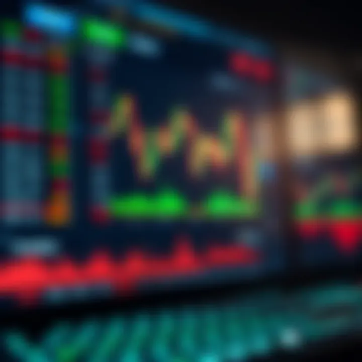 Illustration of a digital trading platform interface showing binary options contracts and market indicators