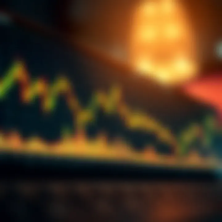 Graph showing upward and downward trends in financial market trading