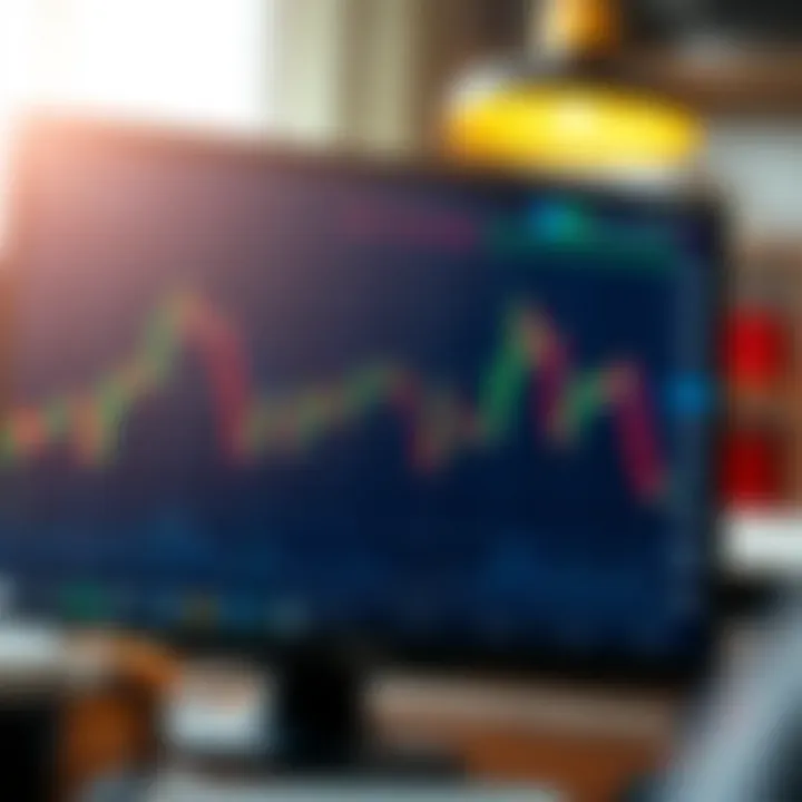 Graph showing currency value fluctuations with buying and selling indicators