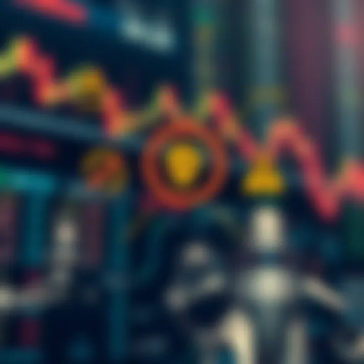 Conceptual graphic showing benefits and risks of forex trading robots with icons representing automation, gains, and caution