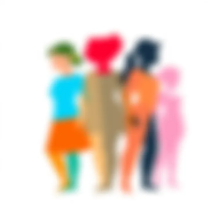 Illustration showing diverse gender identities symbolized by various colored shapes blending together