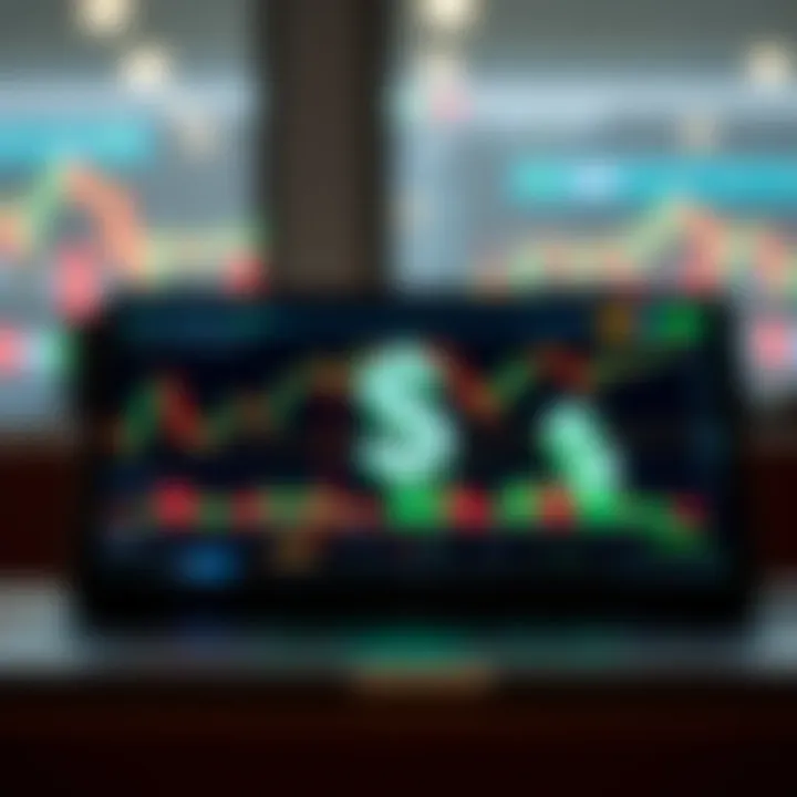 Navigating US Forex Market for Nigerian Investors: Platform and Market Analysis Illustration of a digital trading platform displaying forex charts, US dollar, and Nigerian naira symbols indicating market analysis