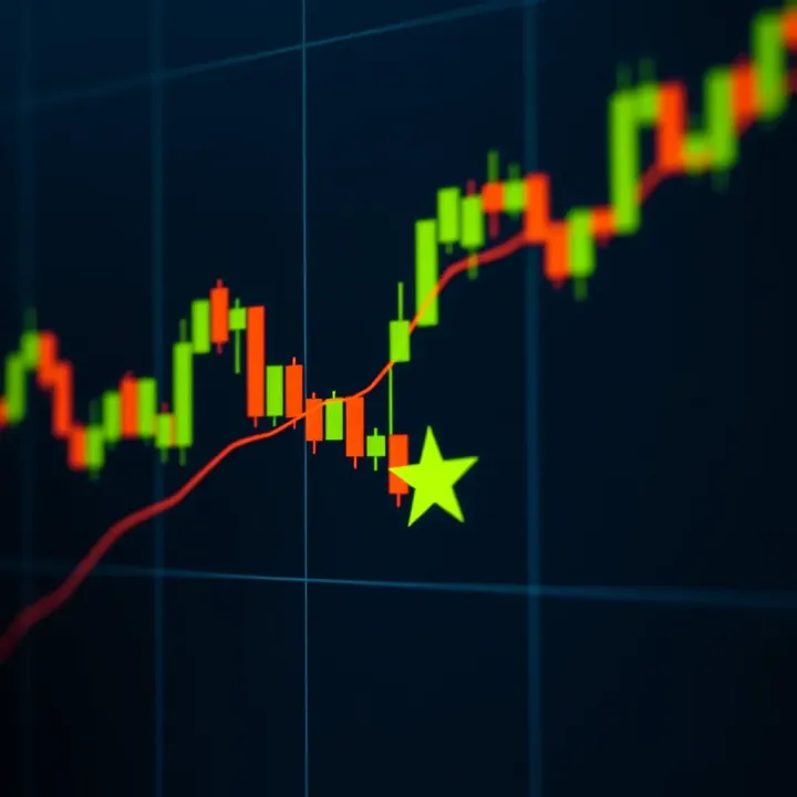Candlestick chart displaying bearish shooting star pattern indicating potential price reversal
