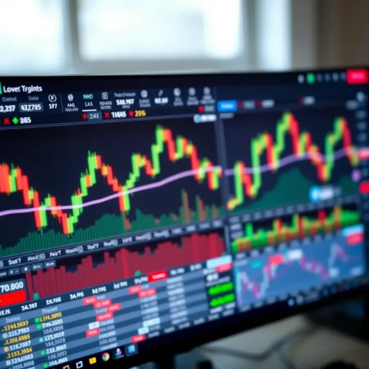 Forex Trading Platform Interface with Live Currency Charts User interface of a forex trading platform showing real-time currency charts and trading options