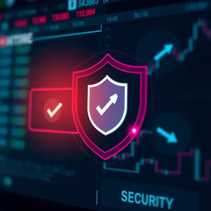 Illustration of secure transaction icons including shield and check marks representing safety in gift card trading