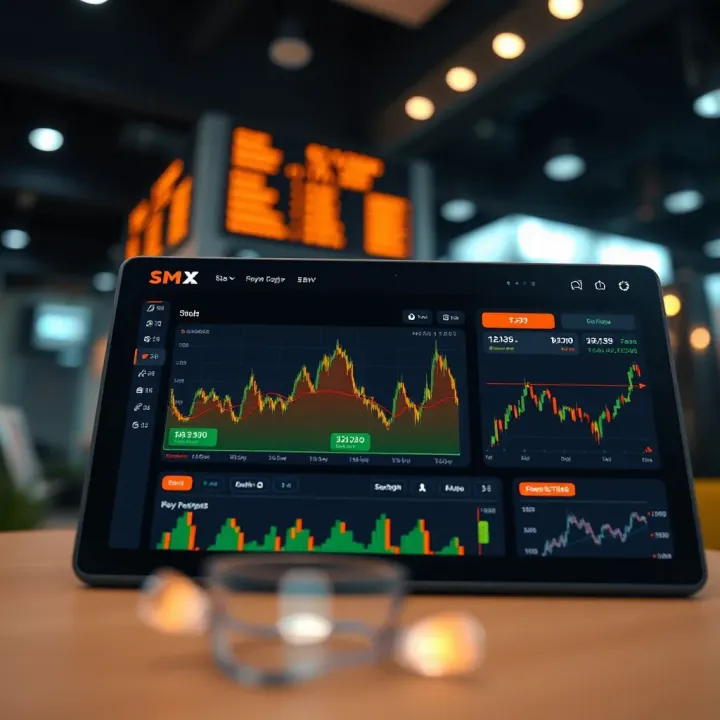 Stock Trading App Dashboard Overview Dashboard of a stock trading application showing market trends and portfolio performance