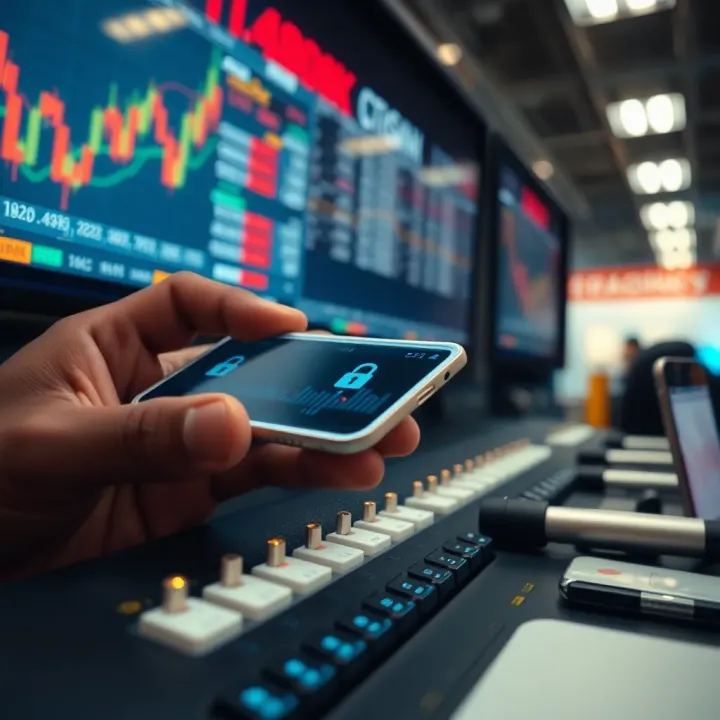 Visual representation of security features like encryption and secure login for trading apps