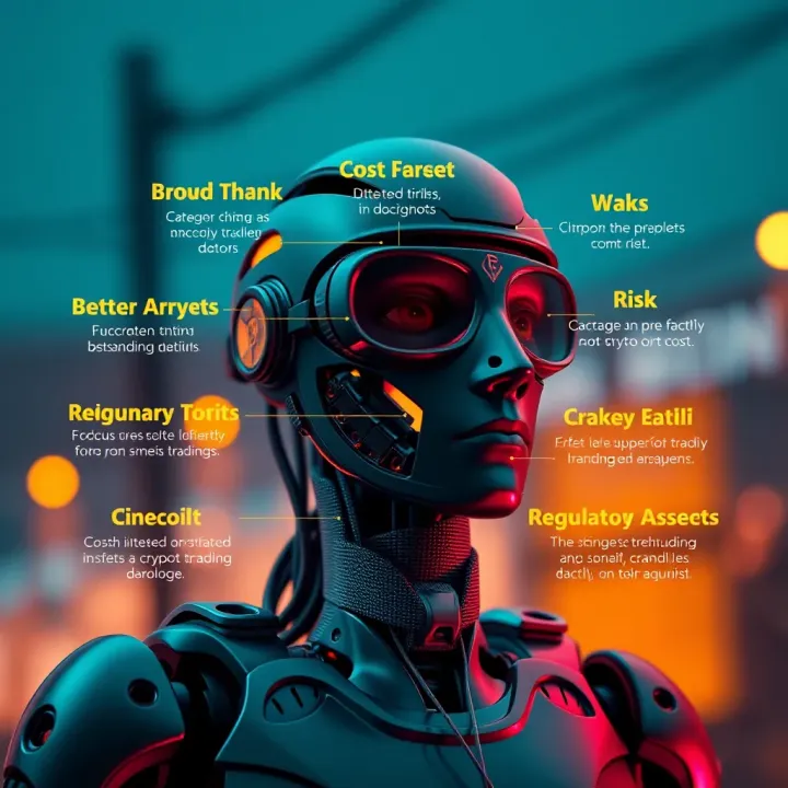 Visual representation of key factors to consider including costs, risks, and regulatory aspects in crypto bot selection