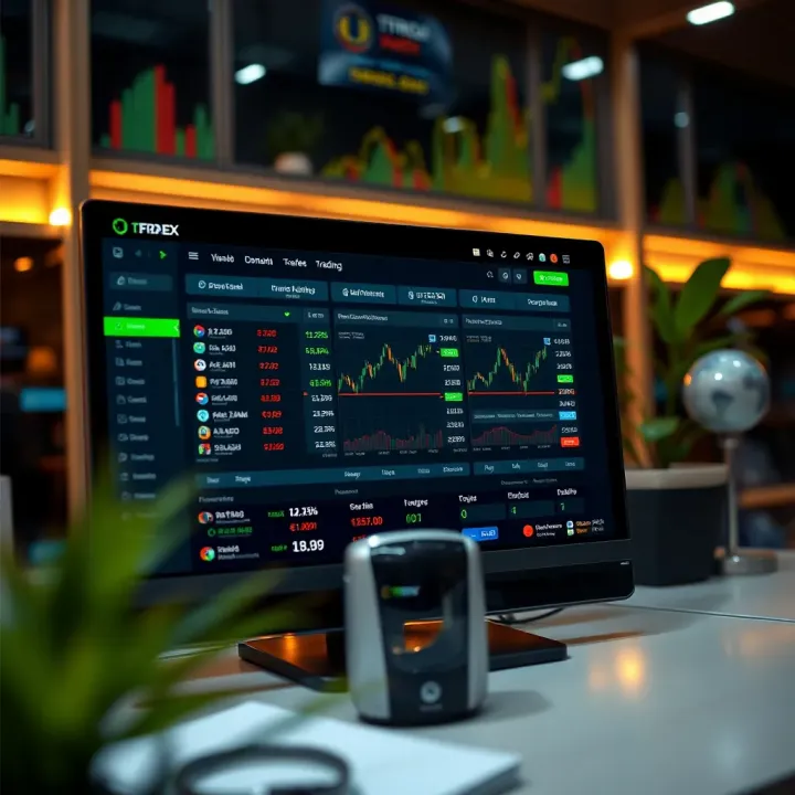 Illustration of a computer screen with demo trading account interface highlighting skill development tools