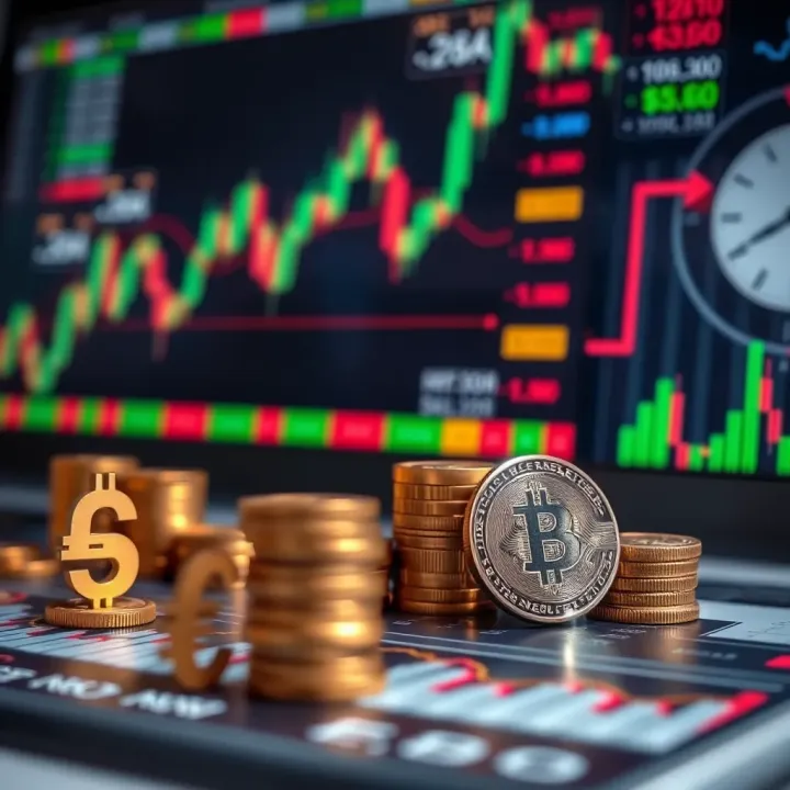 Visual representation of risk management strategies with financial charts and currency symbols