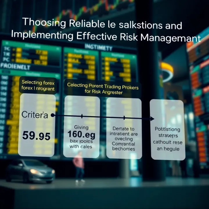 Diagram showing criteria for selecting reliable forex brokers and risk management strategies