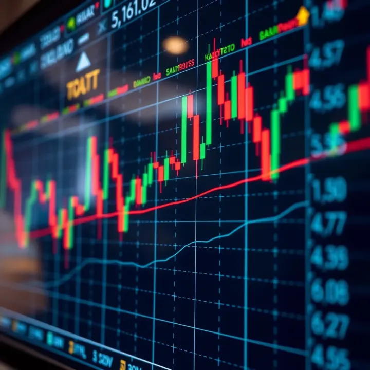 Forex trading chart showing currency pair fluctuations with highlighted trends and indicators