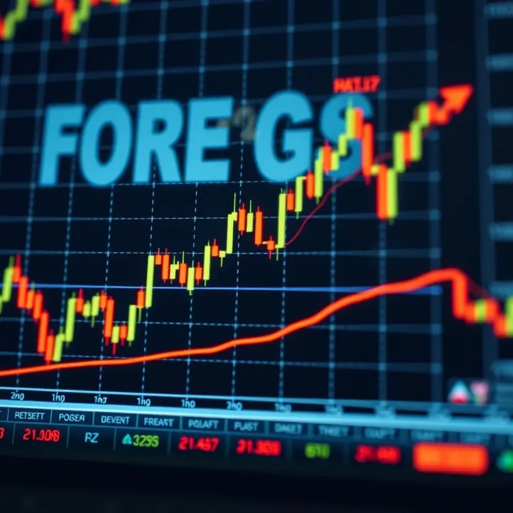 Graph showing forex currency pairs with upward and downward trends
