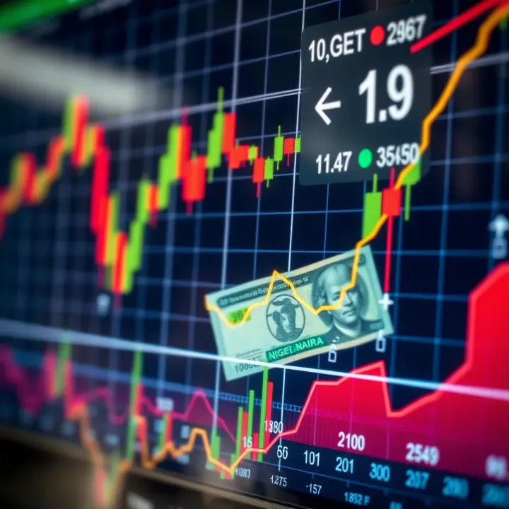 Graph showing dynamic currency exchange rates with Nigerian naira highlighted