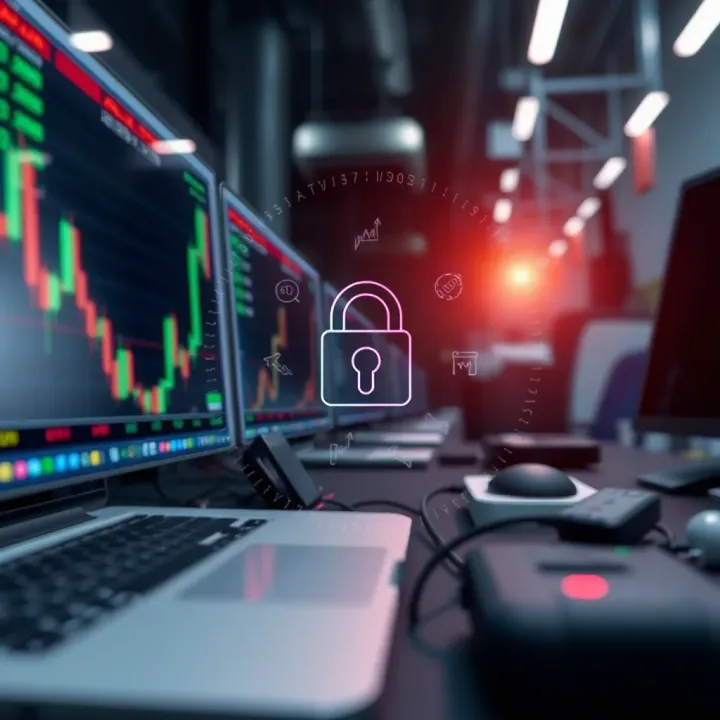 Illustration of security features protecting online forex trading accounts