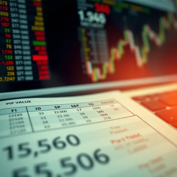 Table displaying pip value calculations and their impact on forex trading profits and risks