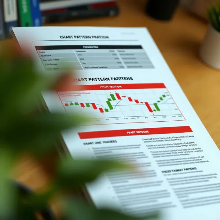 Screenshot of a PDF resource displaying detailed explanations and examples of chart patterns for trading strategies