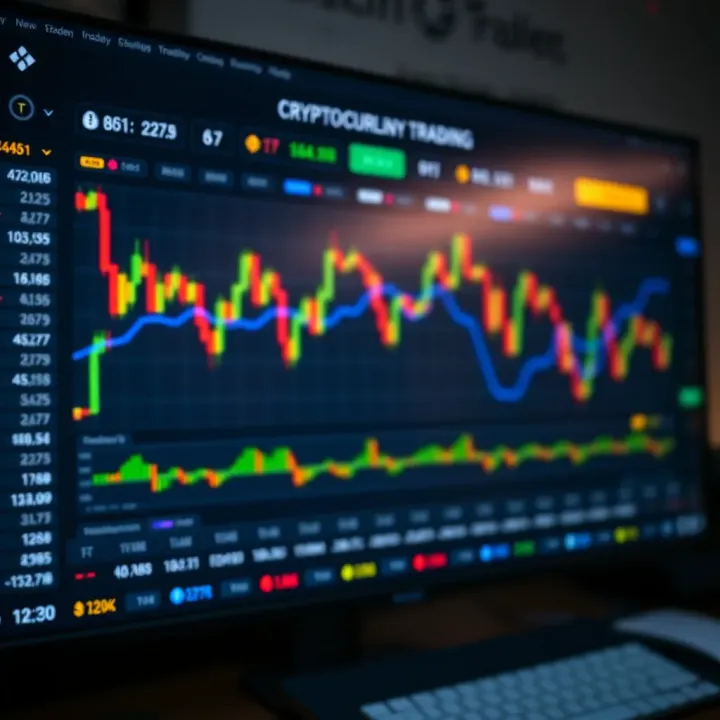 Dashboard view of a cryptocurrency trading platform showing charts and market data