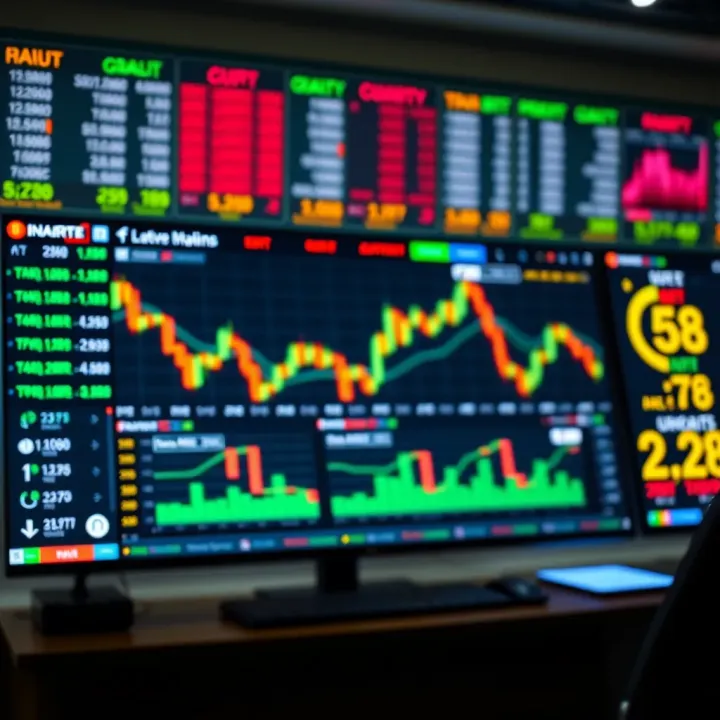 Dashboard of a forex trading platform showing currency pairs and market charts